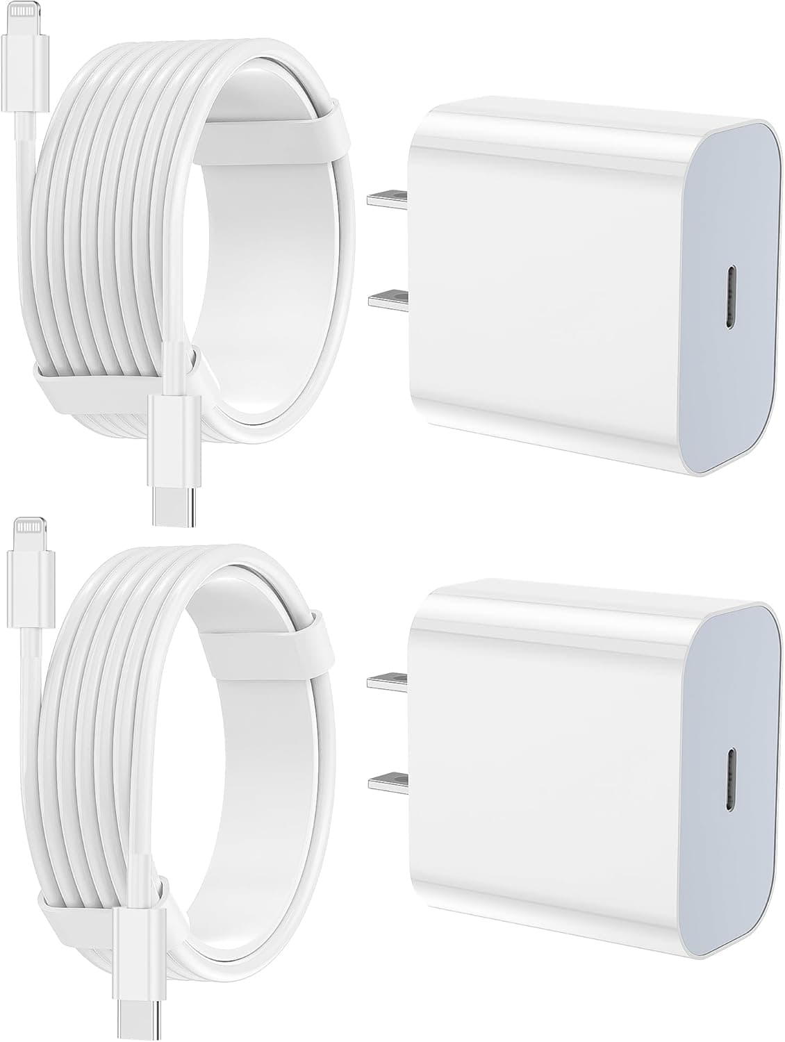 Cargador Rápido para iPhone – Paquete de 2 con Cable Lightning de 6 y 10 pies